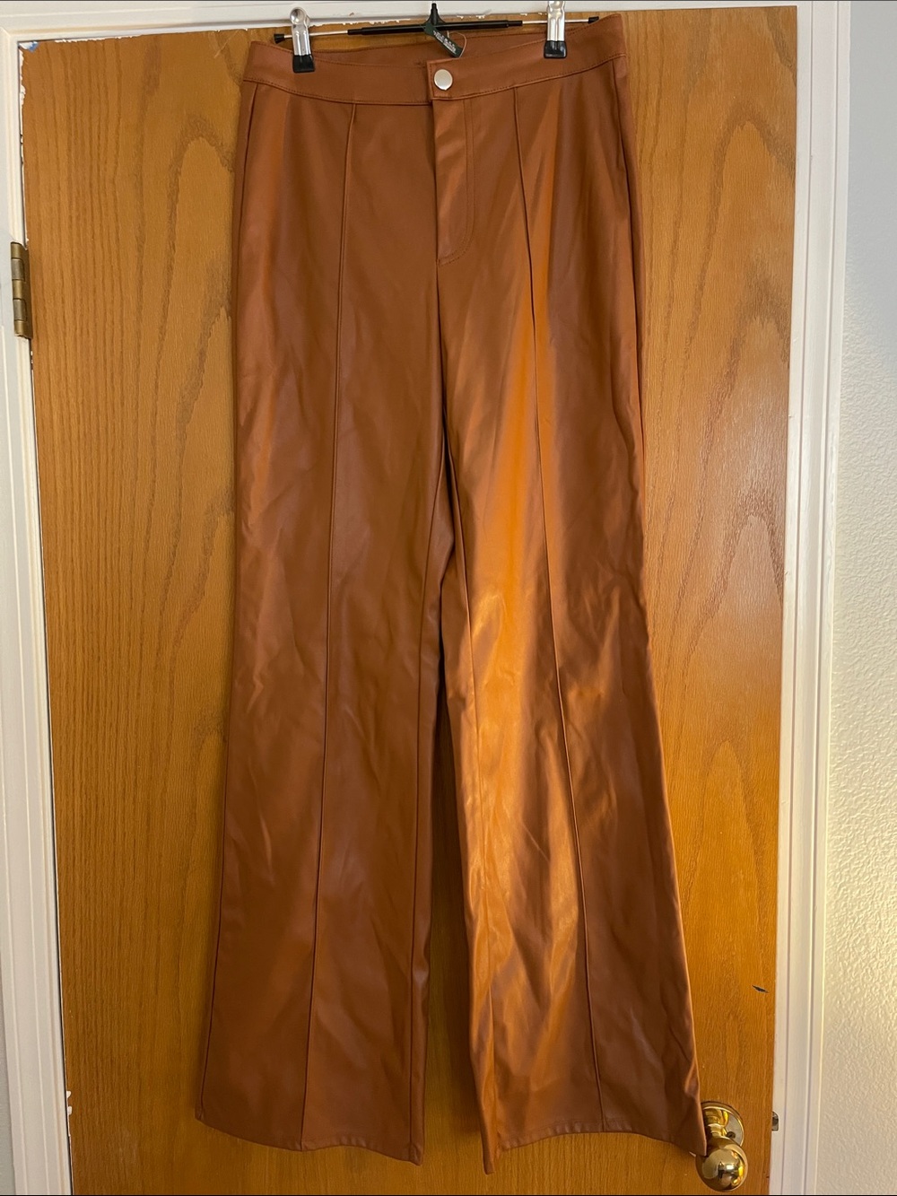 wild fable Faux Leather Pants in Cognac Brown